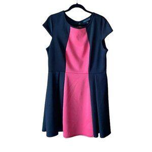 XL, Karin Stevens cap sleeve black and pink dress